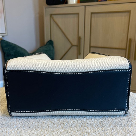 Tory Burch Ivory Canvas Bucket Bag with Black Trim - Picture 7 of 10